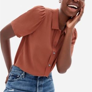Everlane Clean Silk Puff-Sleeve Shirt